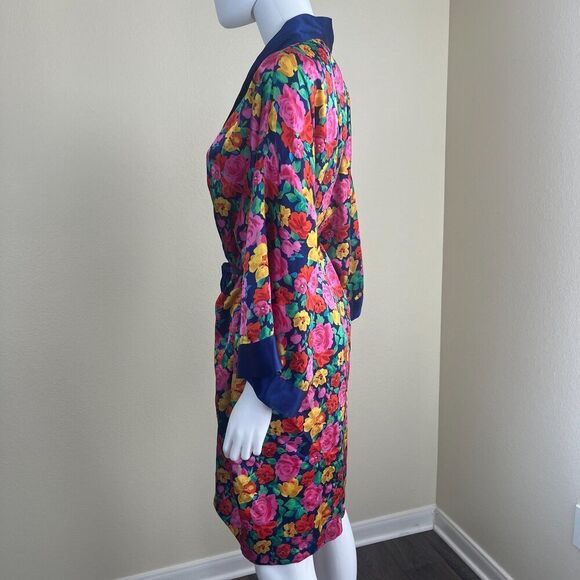 Vintage Victoria's Secret Gold Label Women Floral Satin Short Robe Sleepwear 90s - Picture 12 of 17